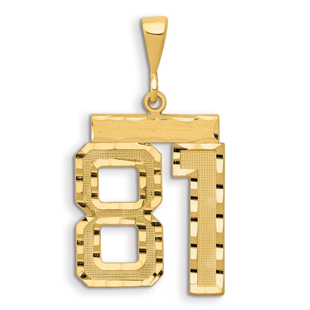 14k Large Brushed Diamond-cut Number 81 Charm