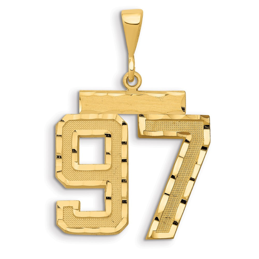14k Large Brushed Diamond-cut Number 97 Charm