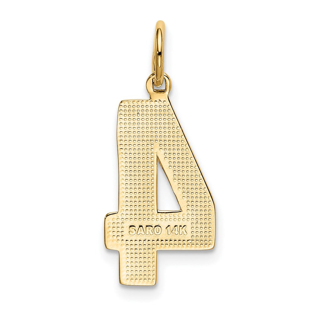 14k Large Polished Number 4 Charm