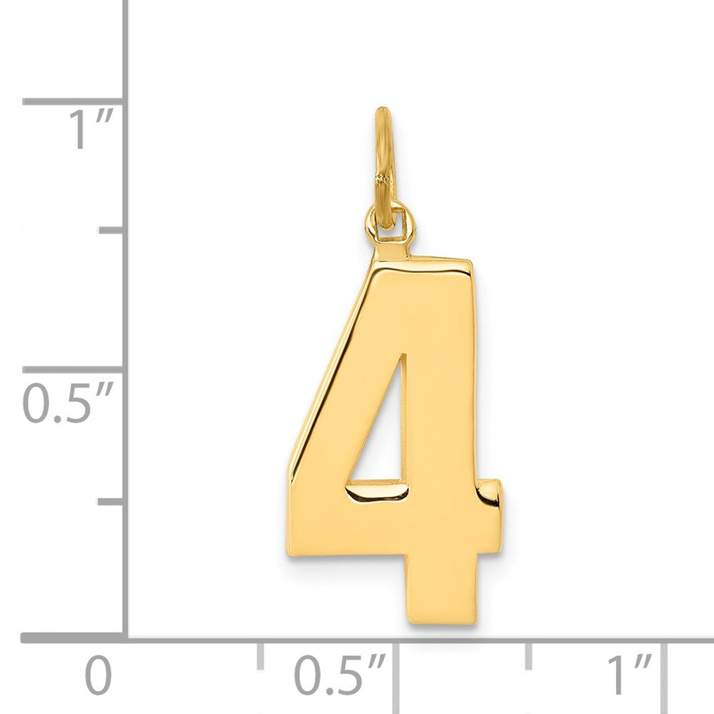 14k Large Polished Number 4 Charm