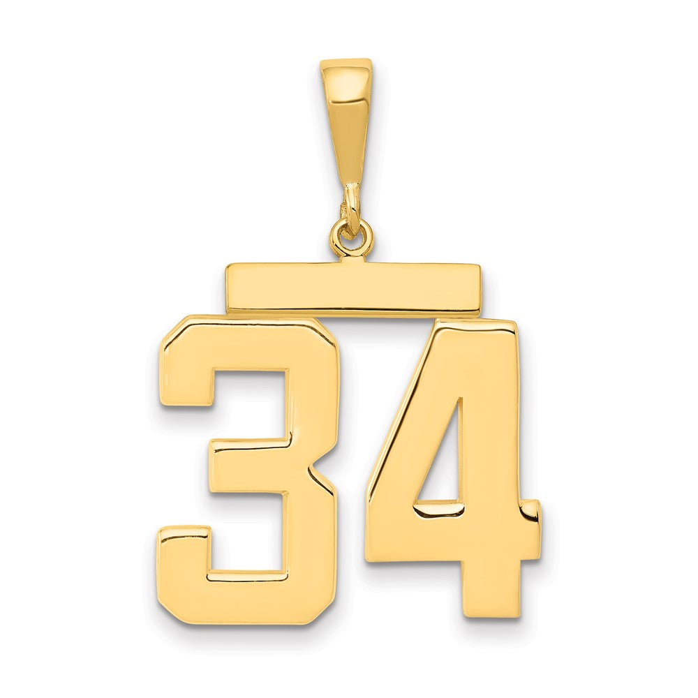 14k Large Polished Number 34 Charm