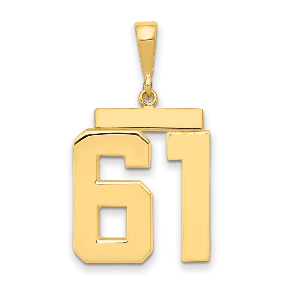 14k Large Polished Number 61 Charm