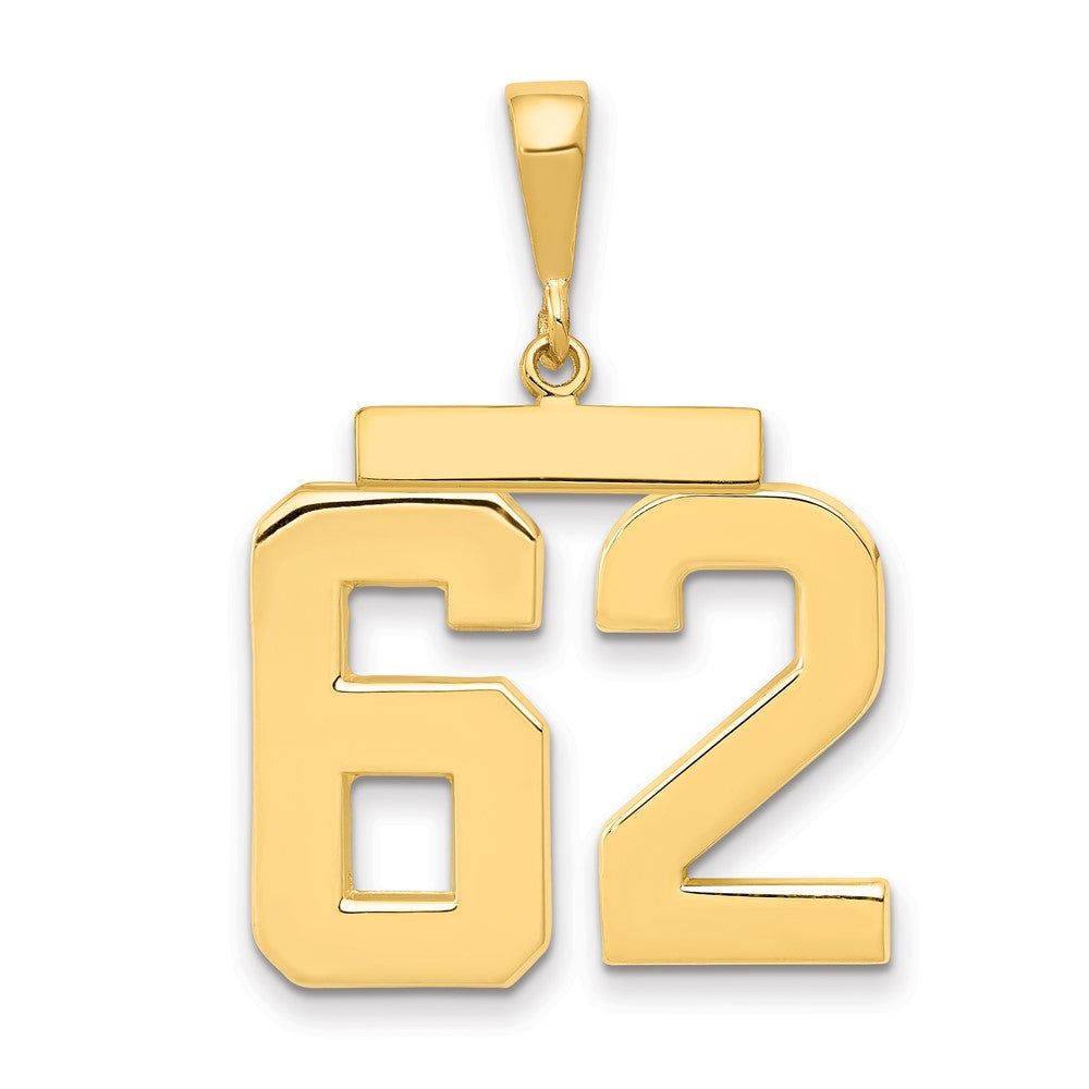 14k Large Polished Number 62 Charm