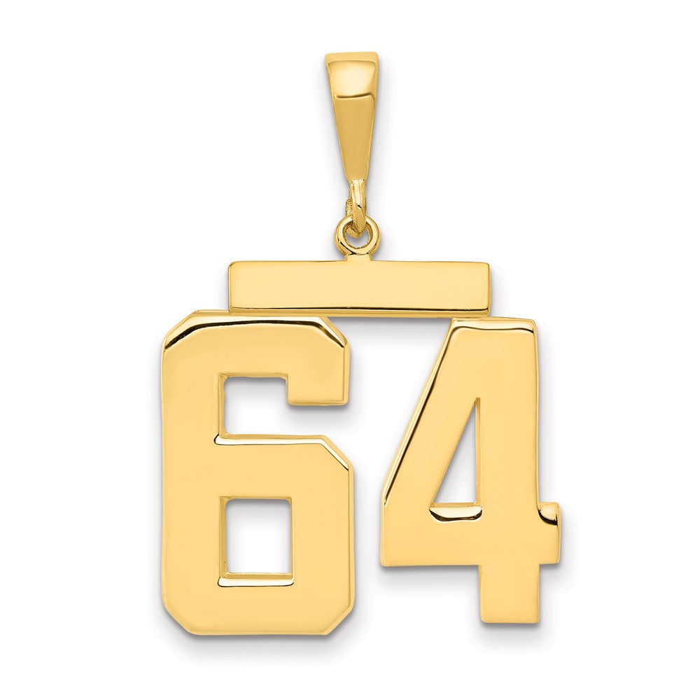 14k Large Polished Number 64 Charm