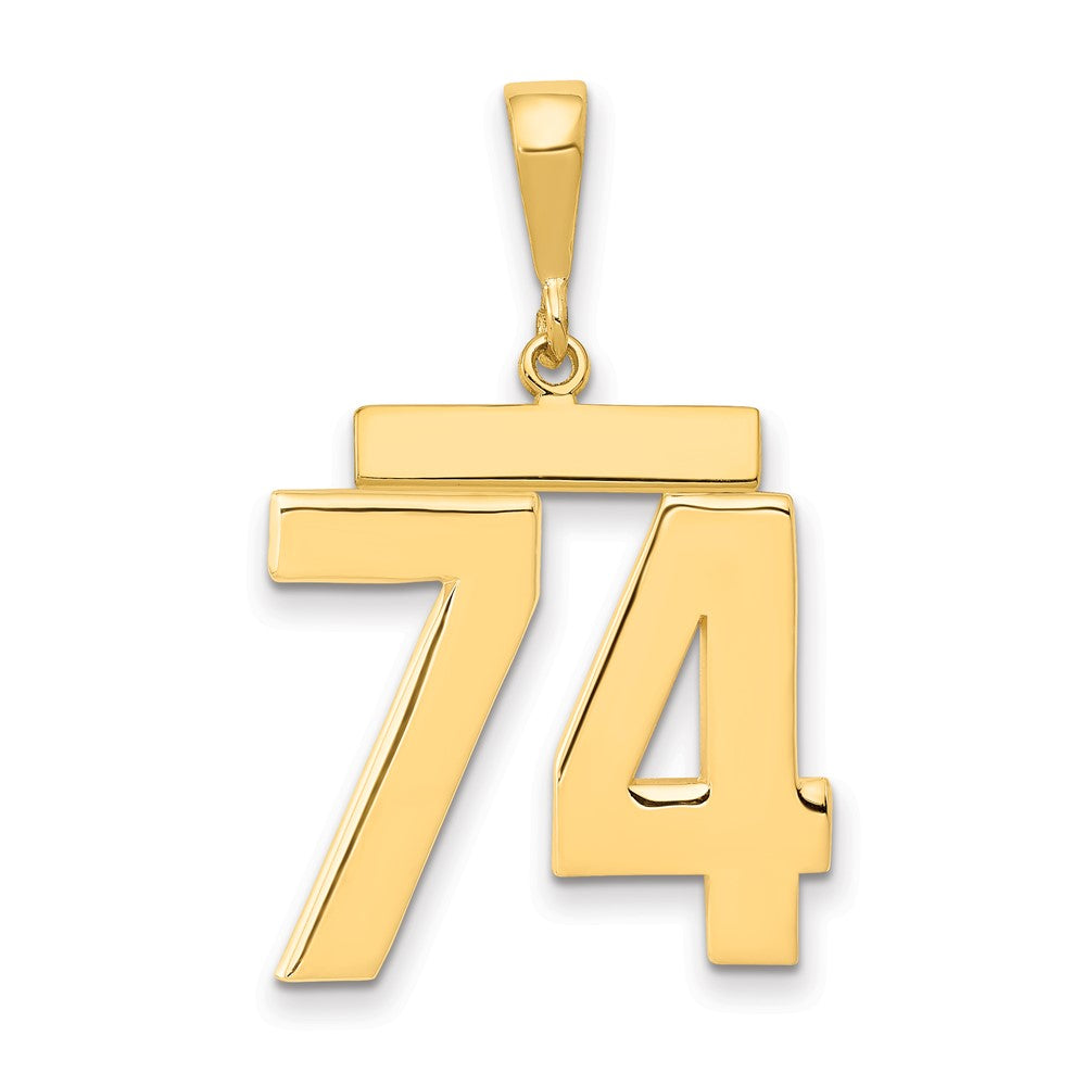 14k Large Polished Number 74 Charm