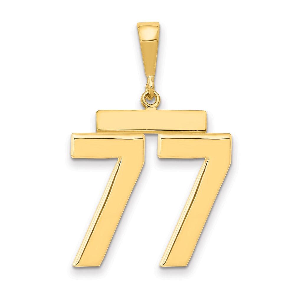 14k Large Polished Number 77 Charm