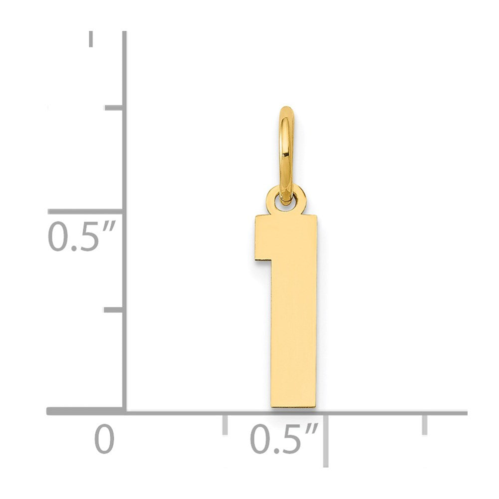 14k Small Polished Number 1 Charm