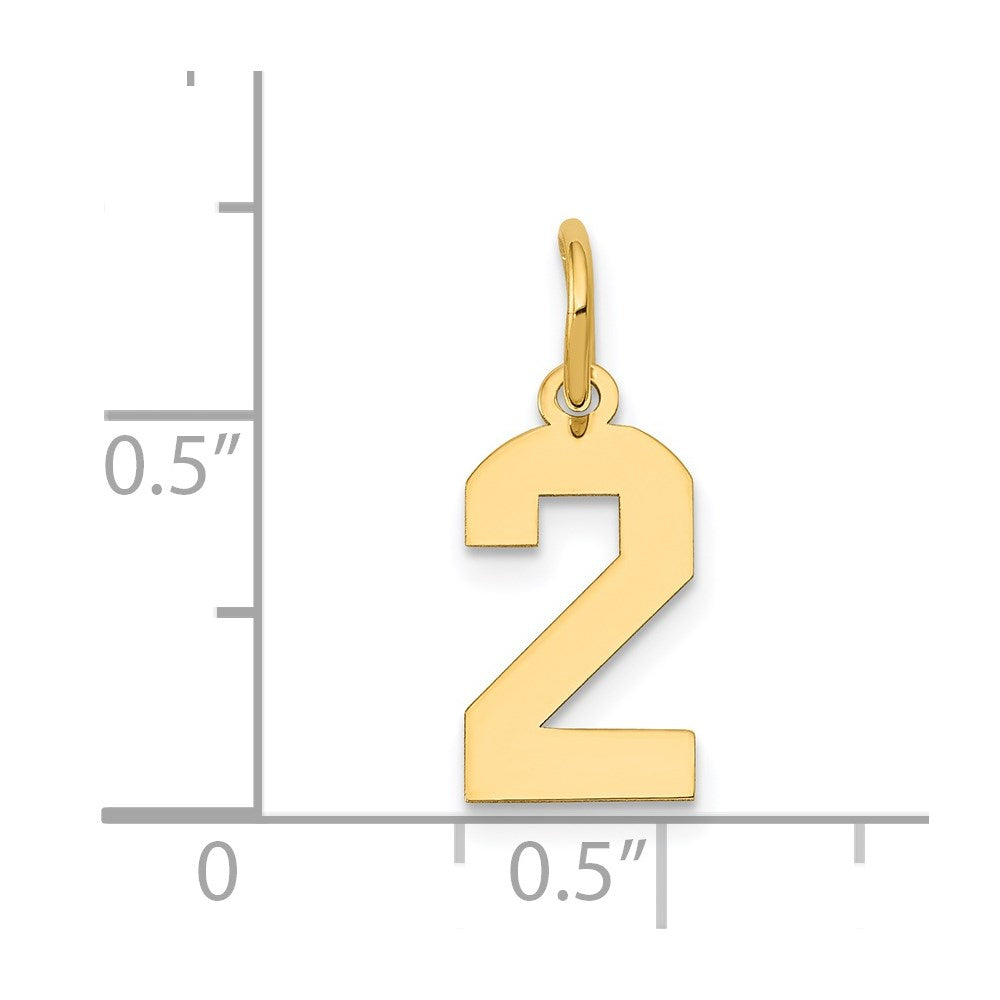14k Small Polished Number 2 Charm