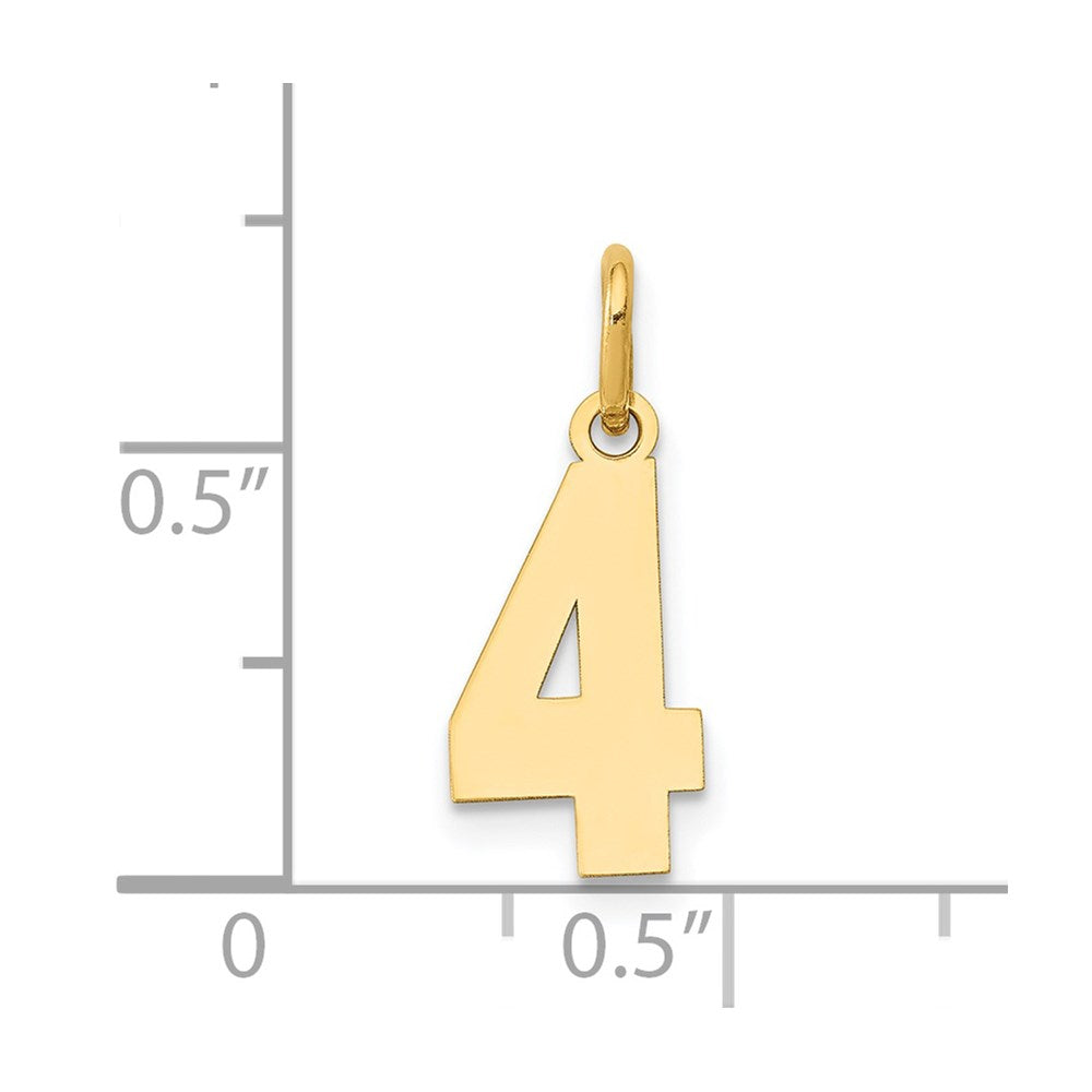 14k Small Polished Number 4 Charm