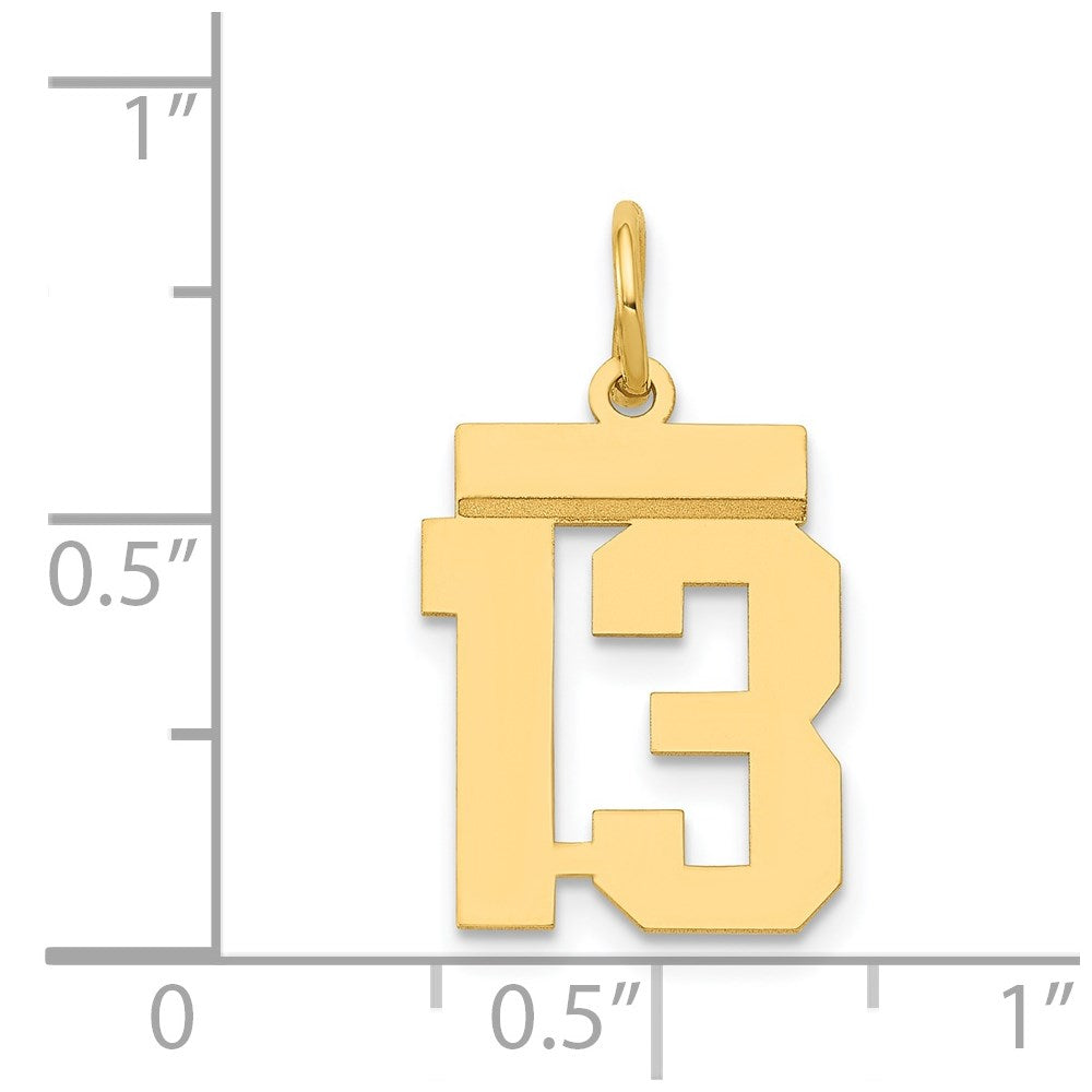 14k Small Polished Number 13 Charm
