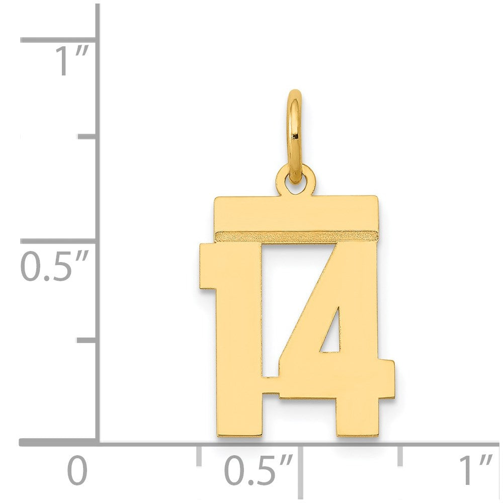 14k Small Polished Number 14 Charm