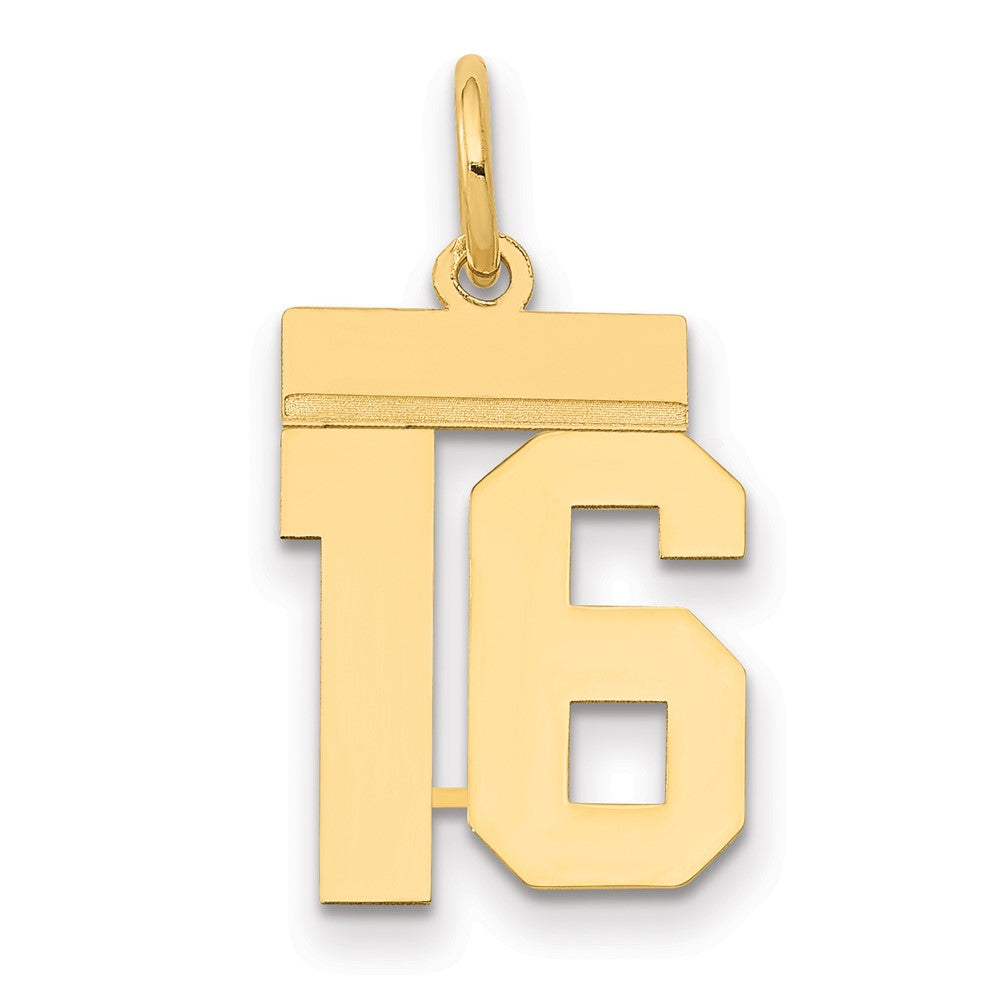 14k Small Polished Number 16 Charm