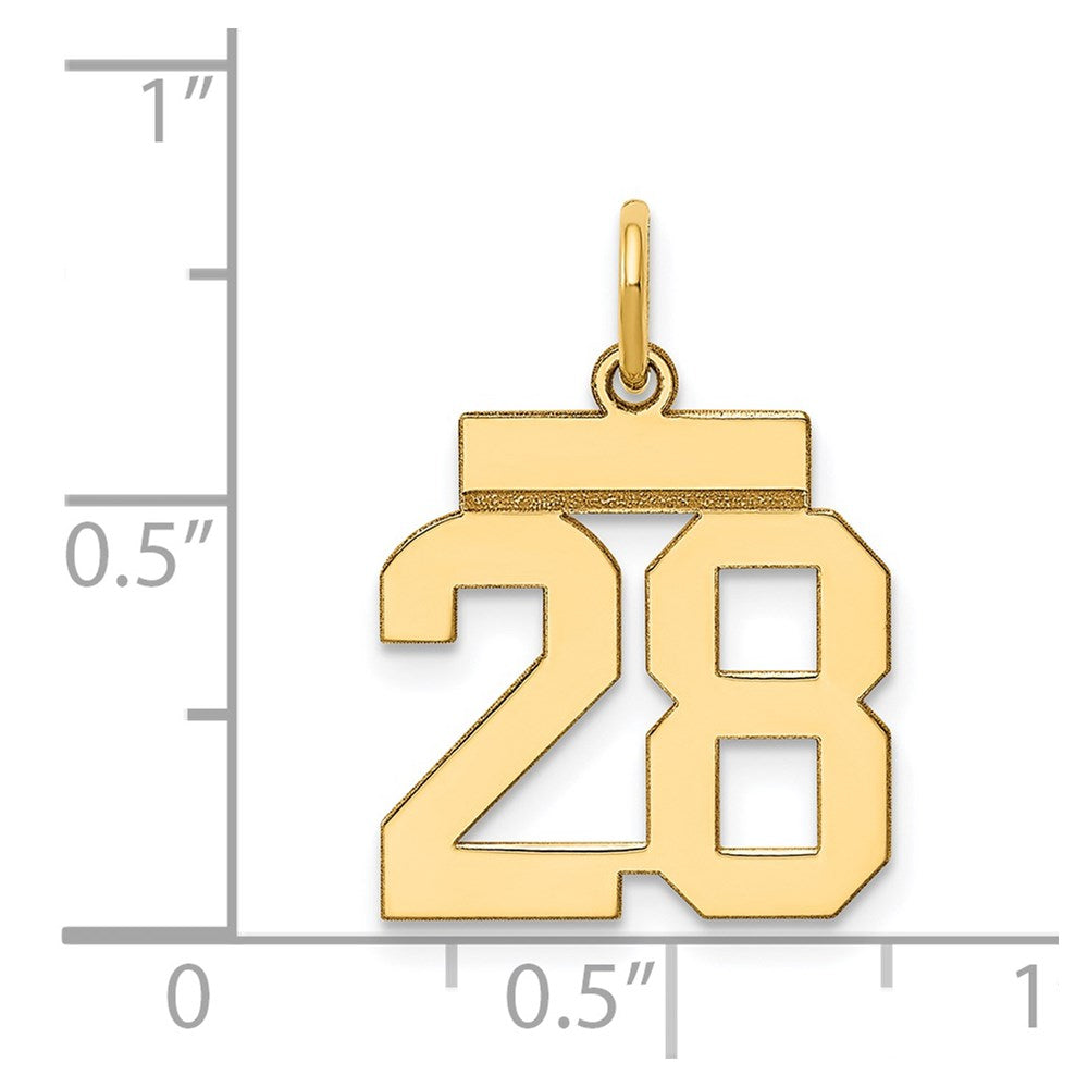 14k Small Polished Number 28 Charm