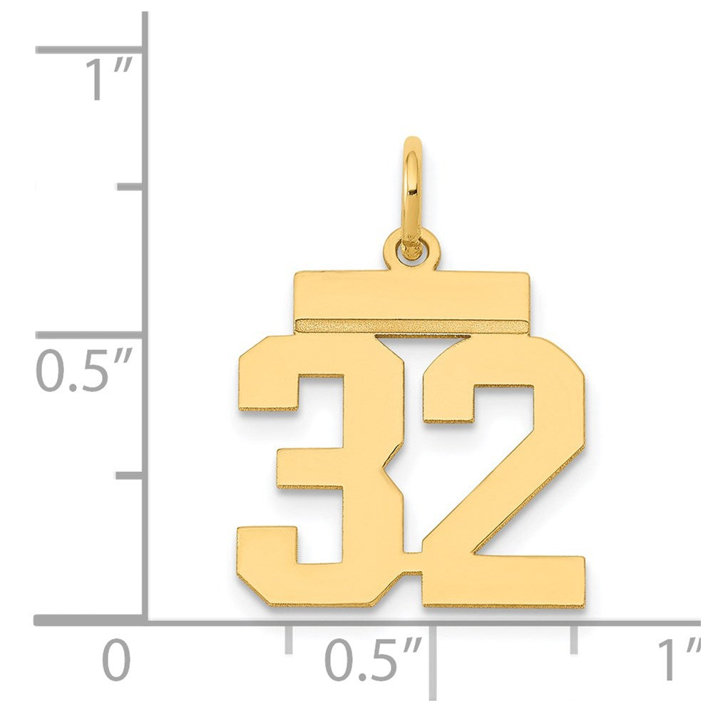 14k Small Polished Number 32 Charm