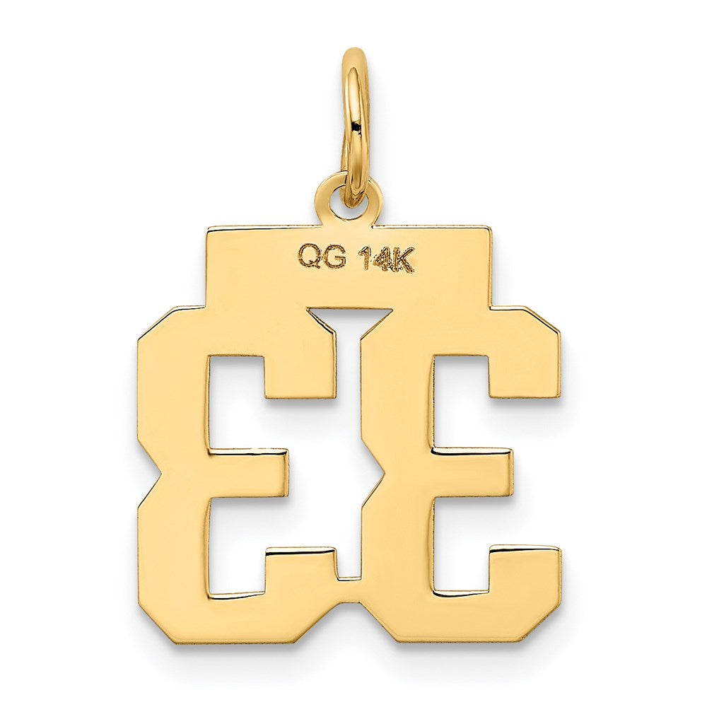 14k Small Polished Number 33 Charm