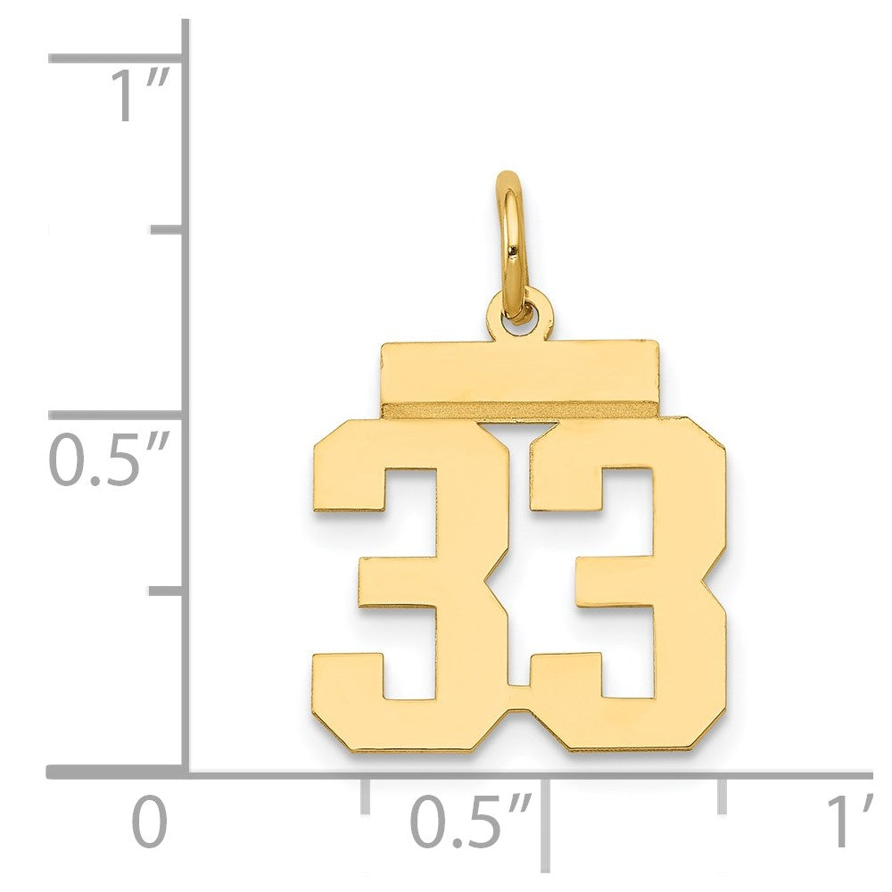 14k Small Polished Number 33 Charm