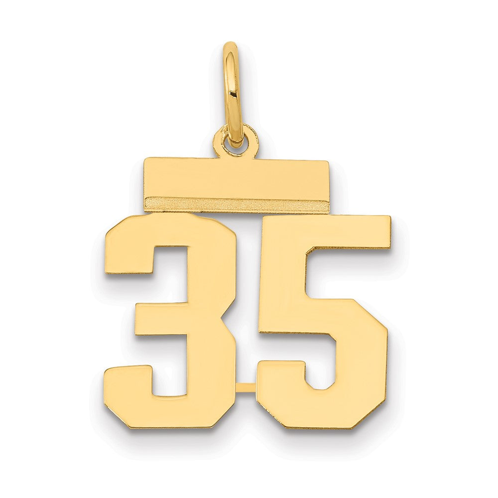 14k Small Polished Number 35 Charm