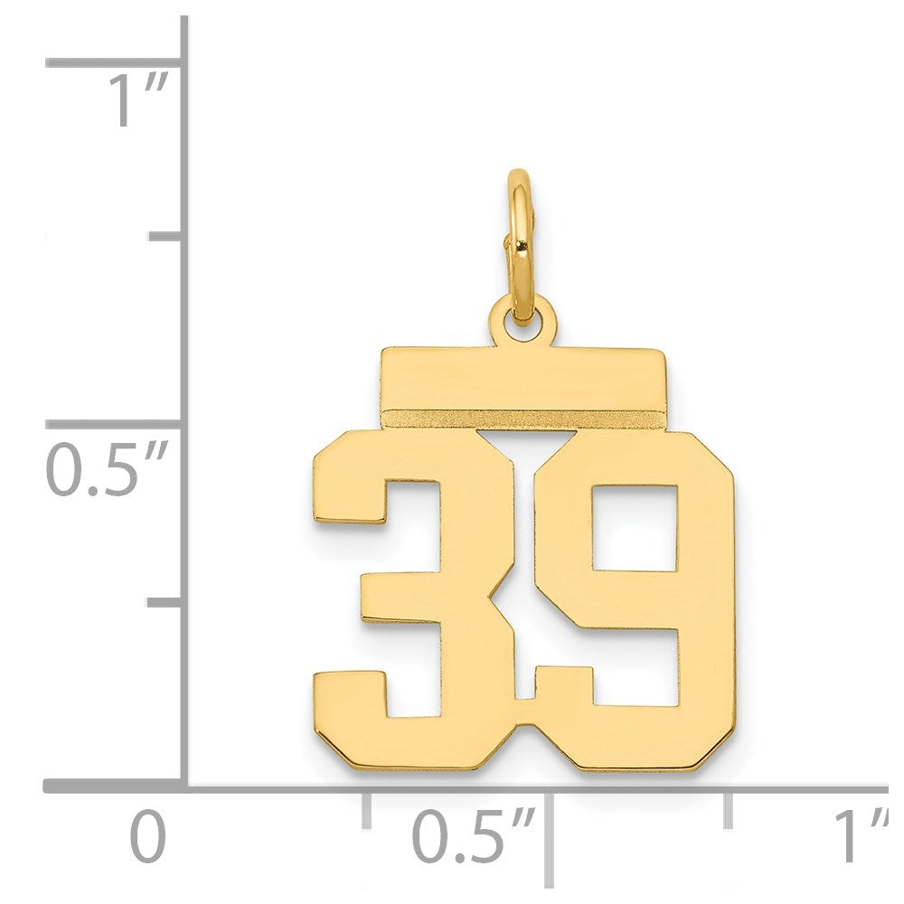 14k Small Polished Number 39 Charm