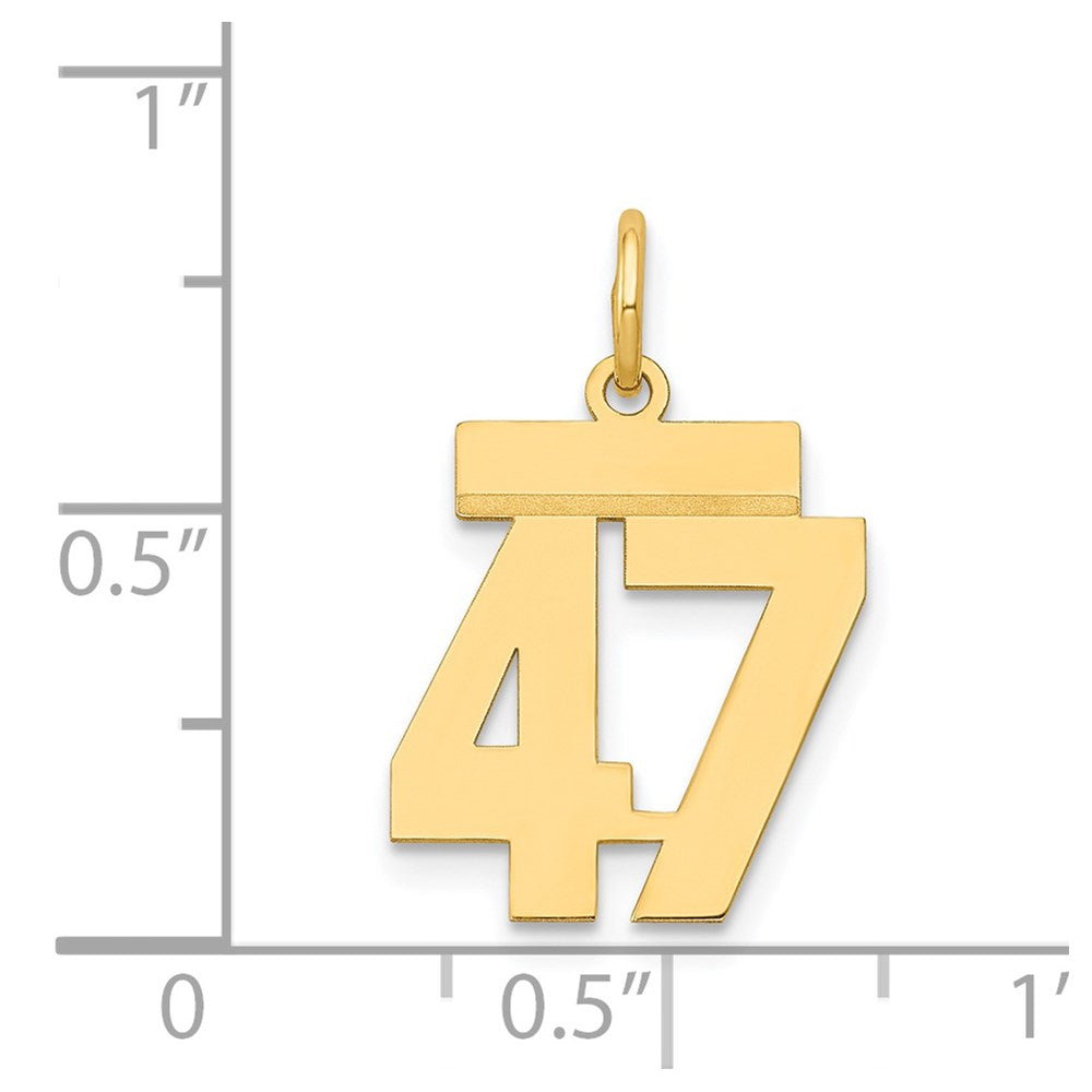 14k Small Polished Number 47 Charm