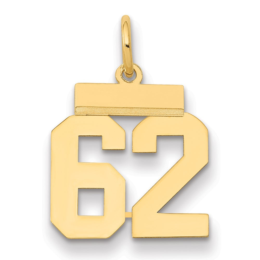 14k Small Polished Number 62 Charm