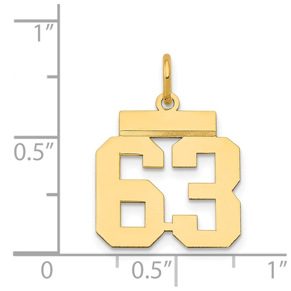 14k Small Polished Number 63 Charm
