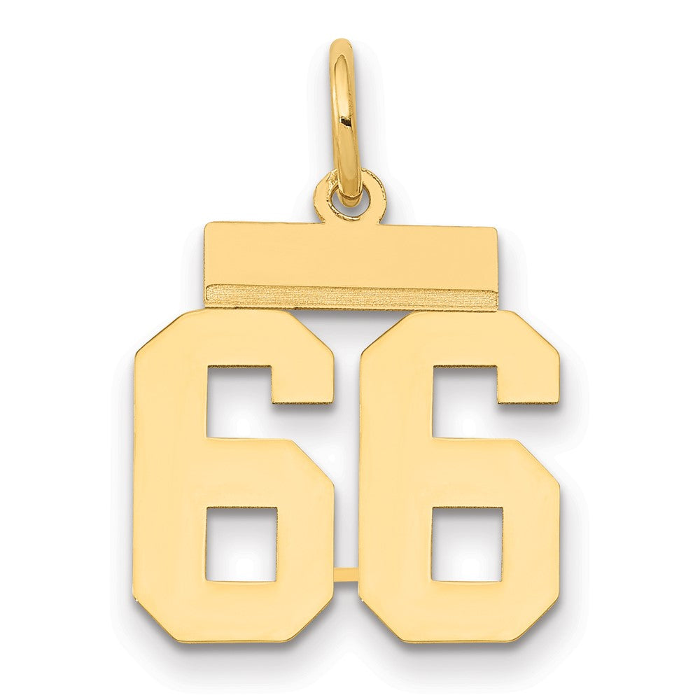 14k Small Polished Number 66 Charm