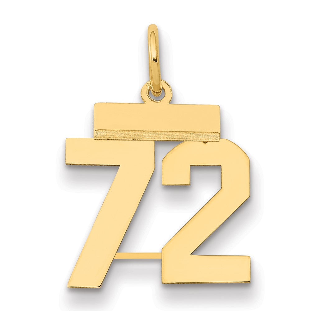 14k Small Polished Number 72 Charm
