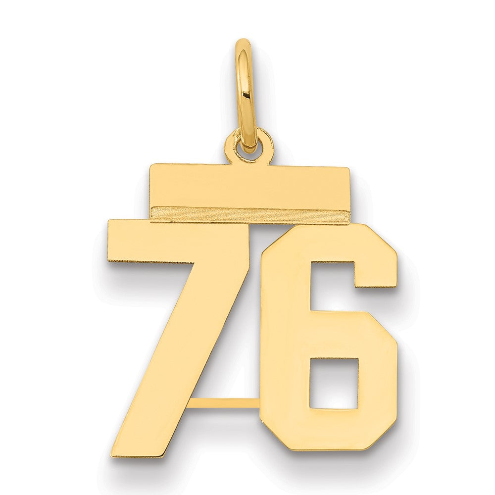 14k Small Polished Number 76 Charm