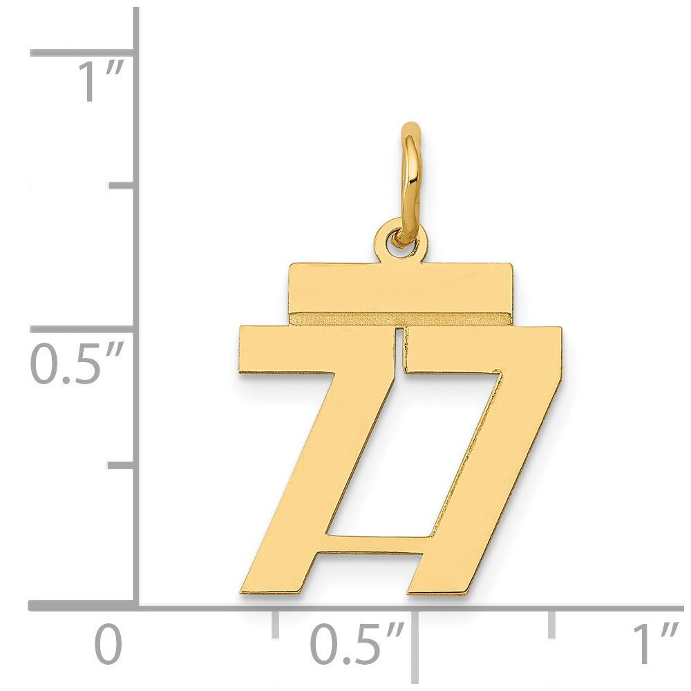14k Small Polished Number 77 Charm