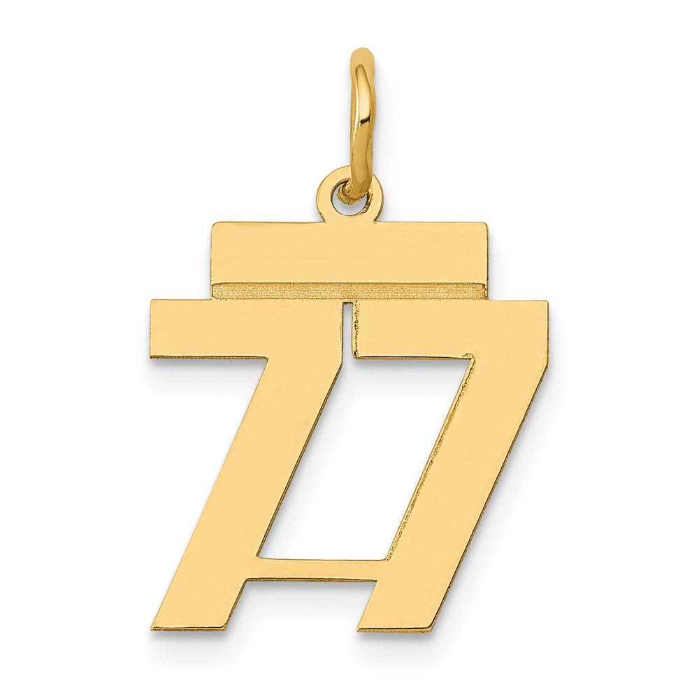14k Small Polished Number 77 Charm