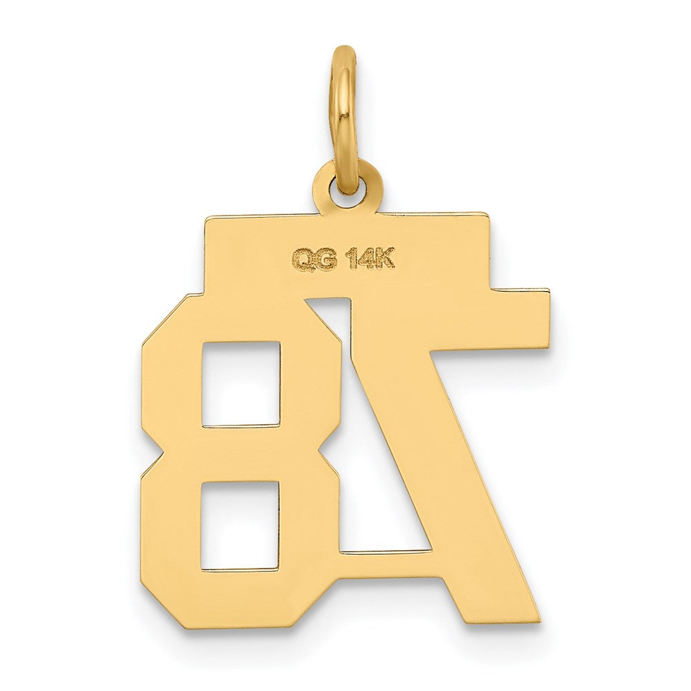 14k Small Polished Number 78 Charm