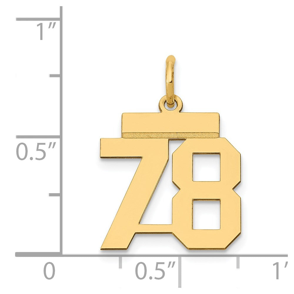 14k Small Polished Number 78 Charm
