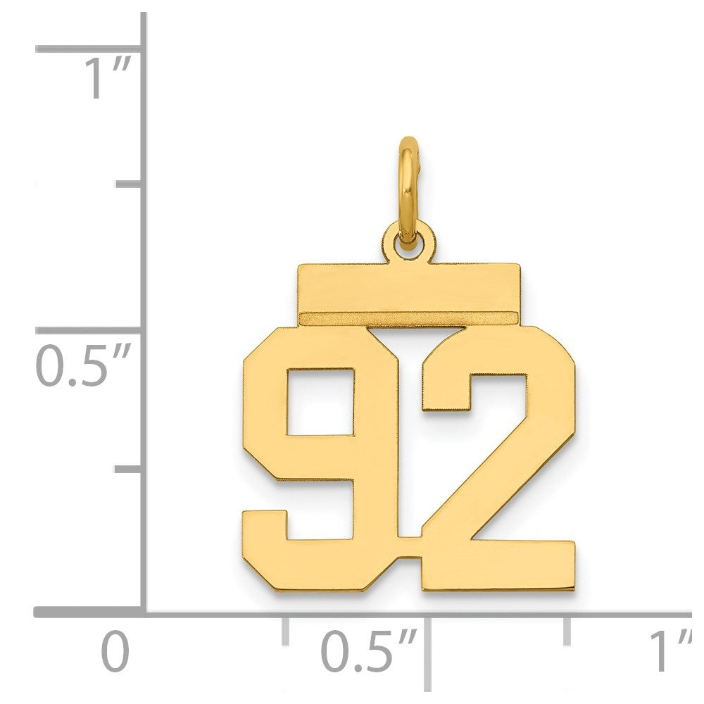 14k Small Polished Number 92 Charm