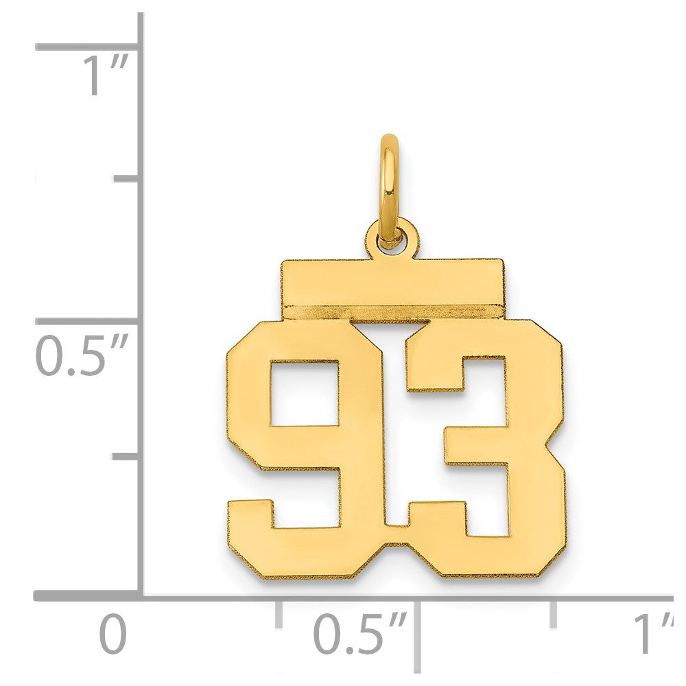 14k Small Polished Number 93 Charm