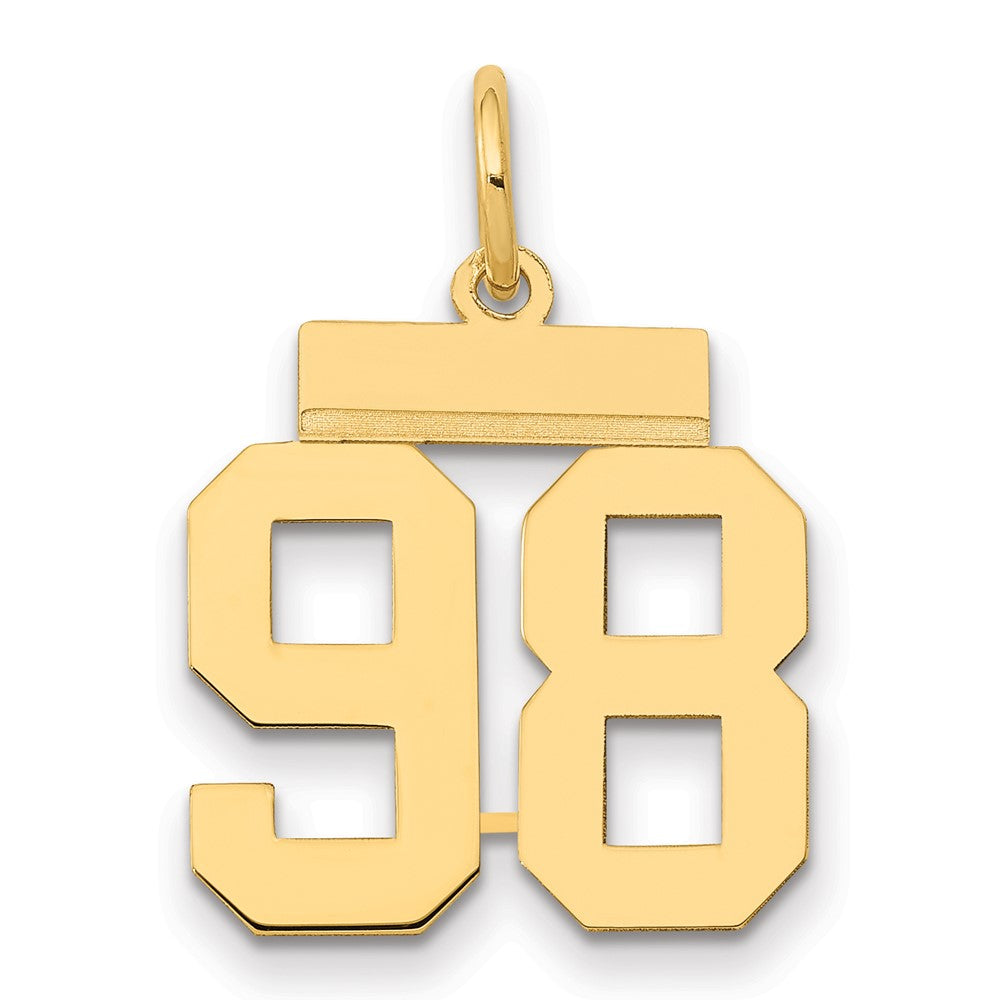 14k Small Polished Number 98 Charm