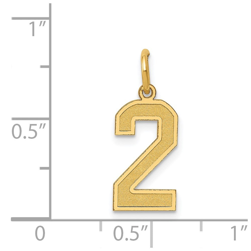 14k Medium Satin Number 2 Charm