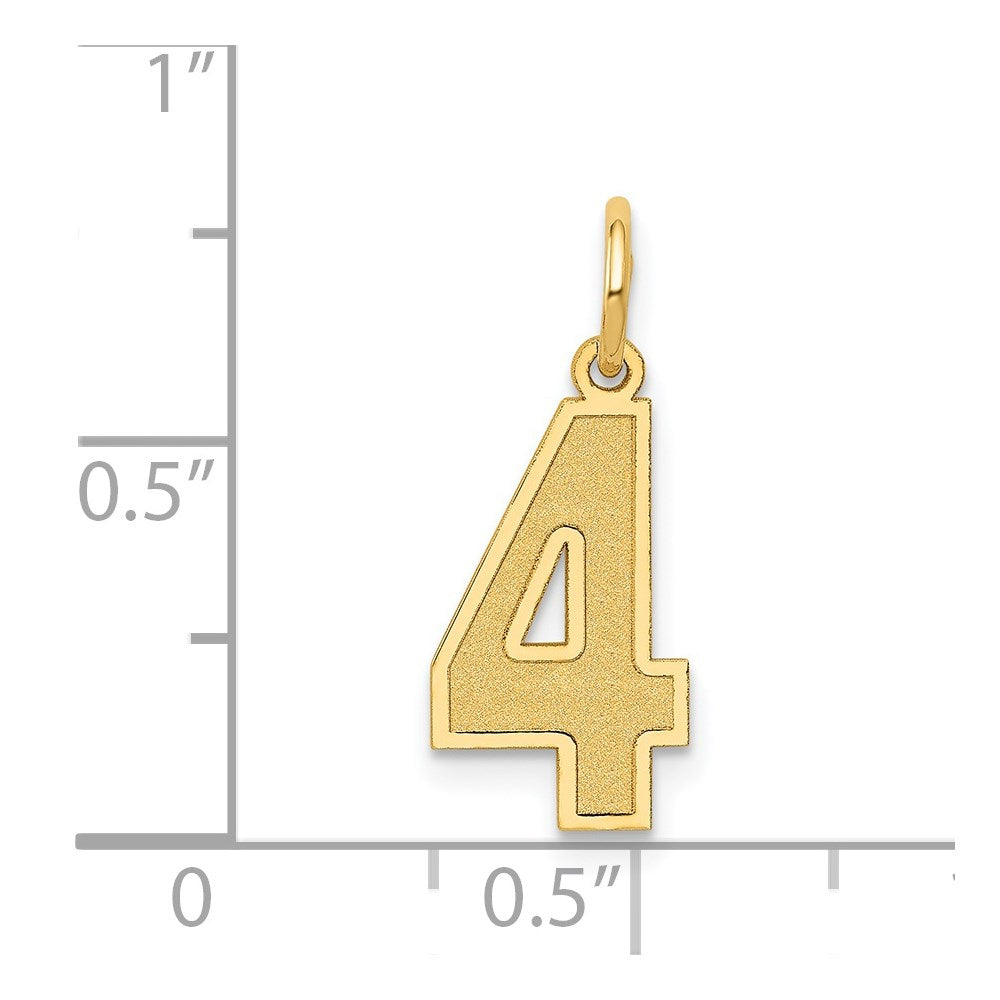 14k Medium Satin Number 4 Charm