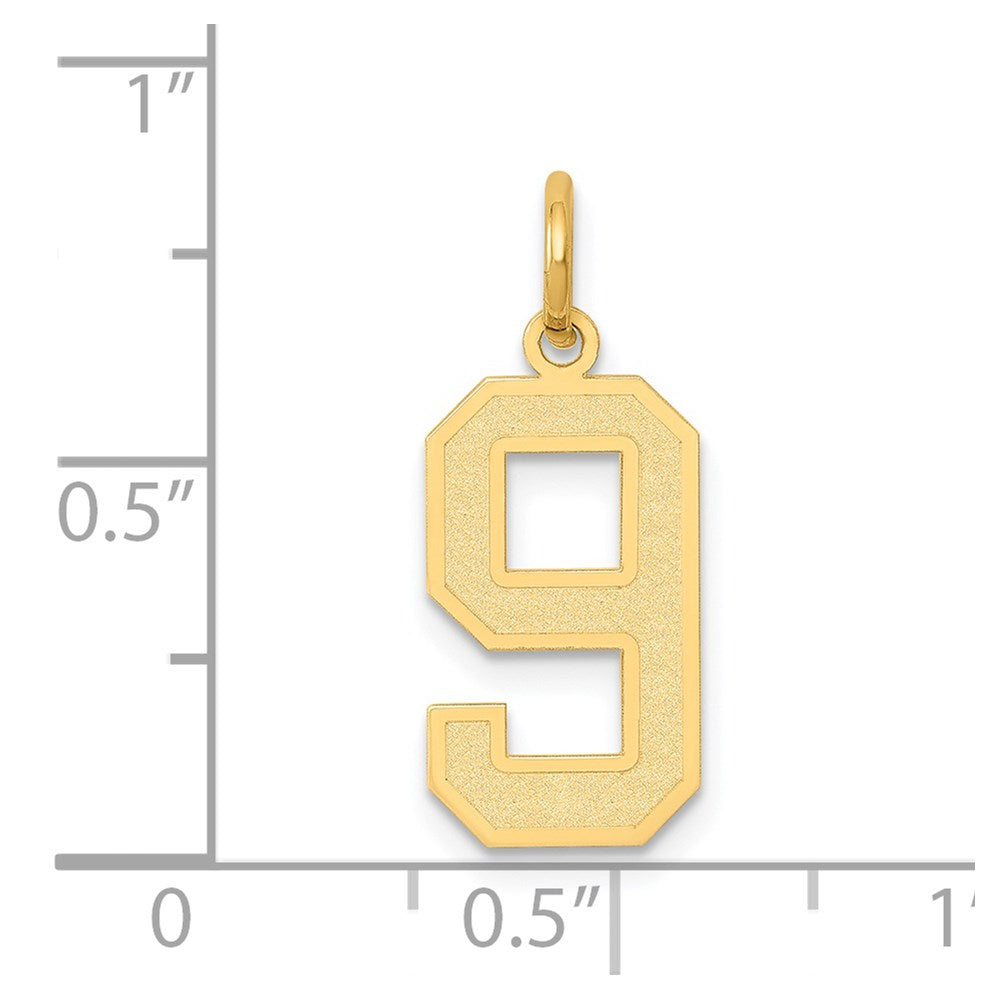 14k Medium Satin Number 9 Charm