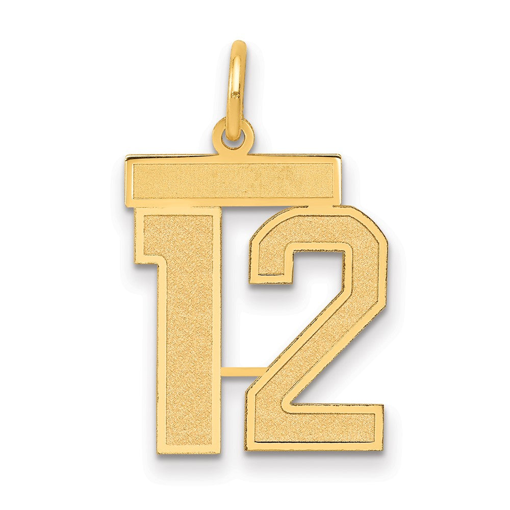14k Medium Satin Number 12 Charm