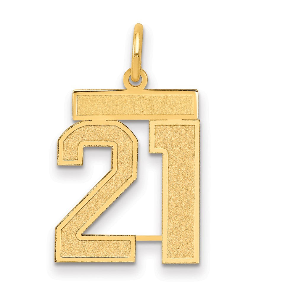 14k Medium Satin Number 21 Charm
