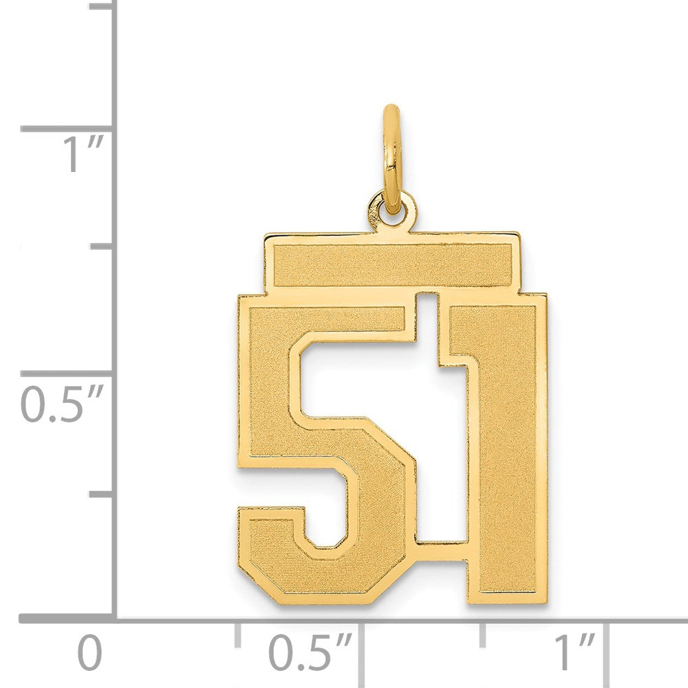 14k Medium Satin Number 51 Charm