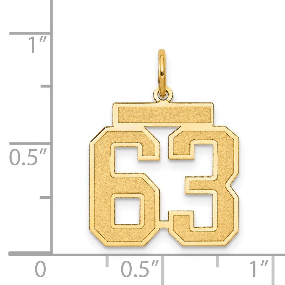 14k Medium Satin Number 63 Charm
