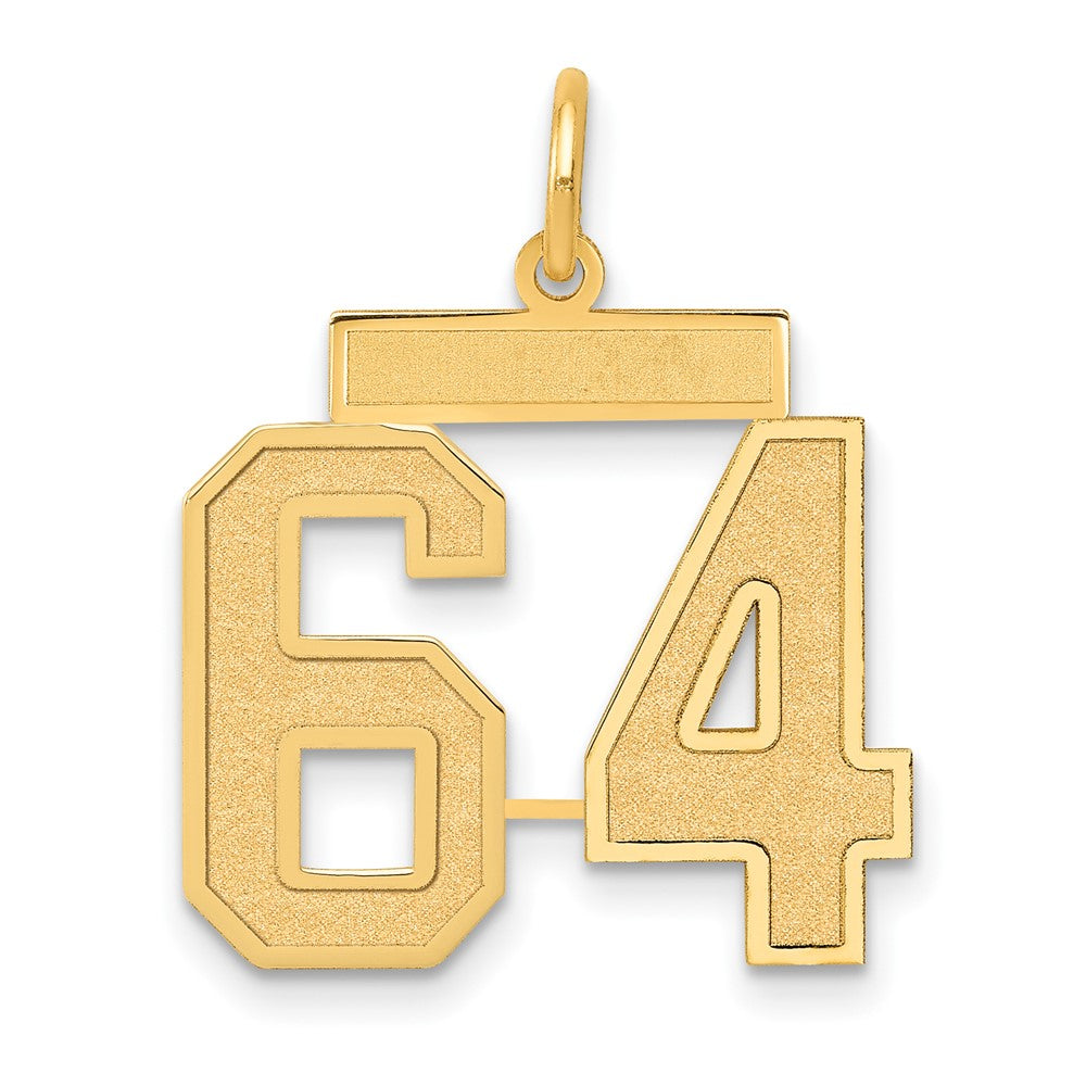 14k Medium Satin Number 64 Charm