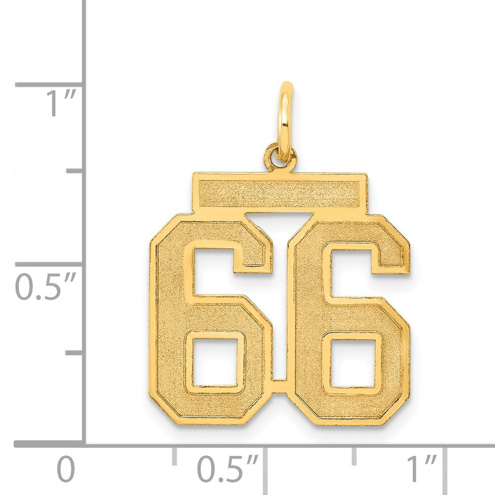 14k Medium Satin Number 66 Charm