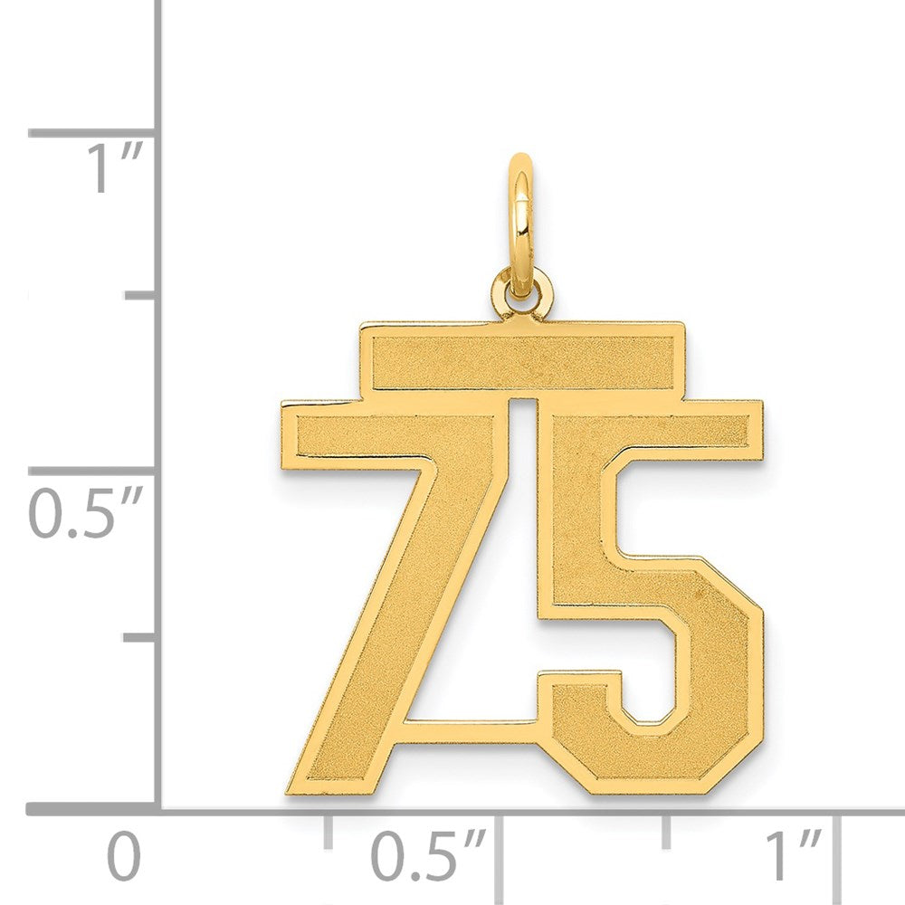 14k Medium Satin Number 75 Charm