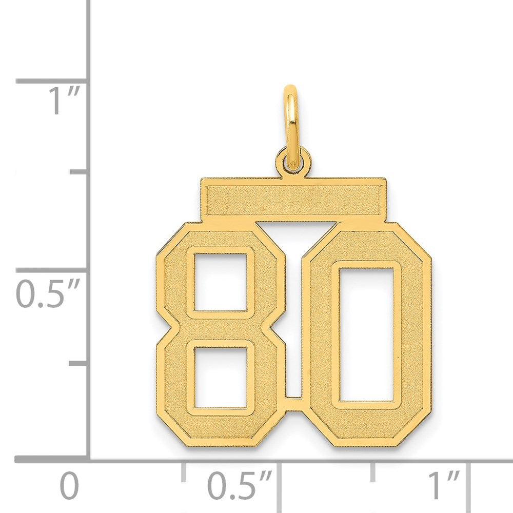 14k Medium Satin Number 80 Charm