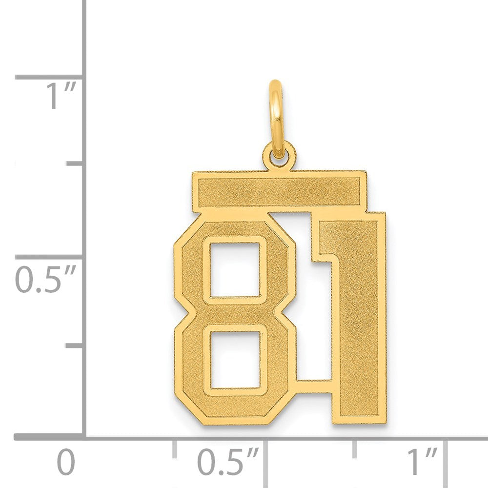 14k Medium Satin Number 81 Charm