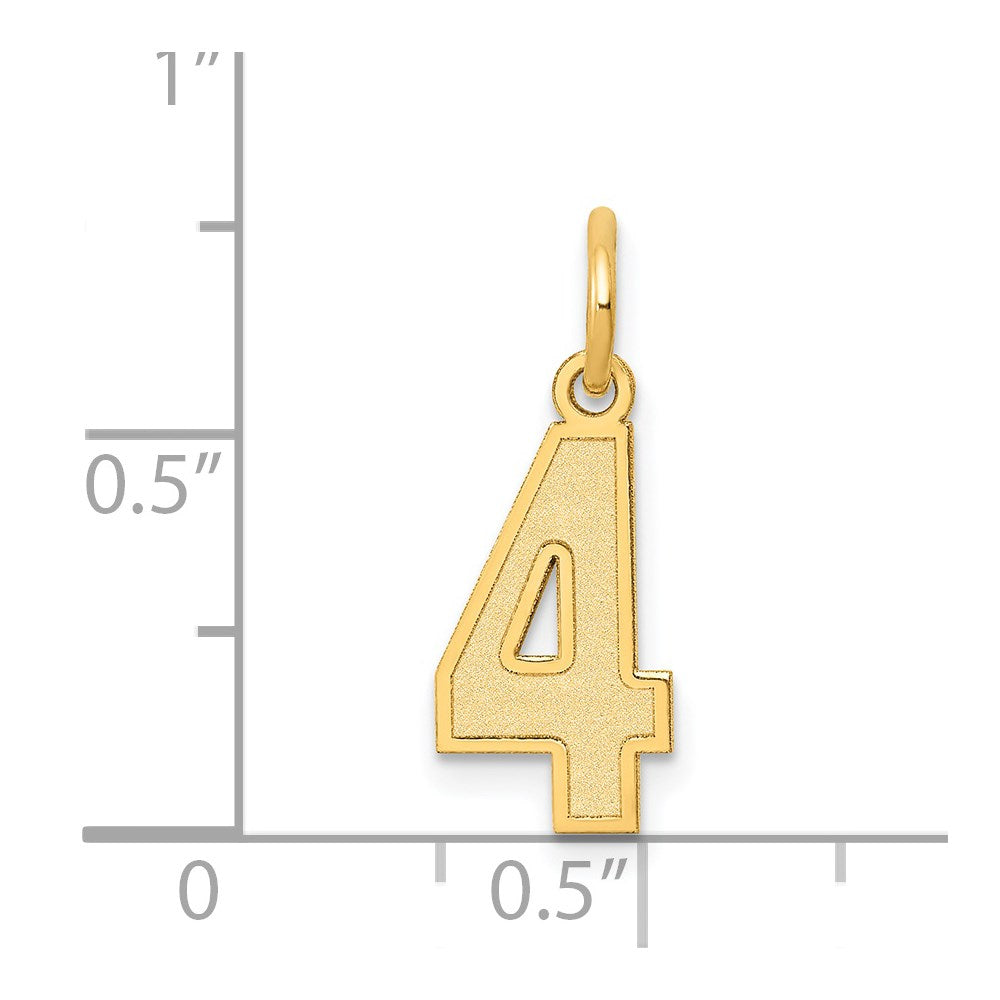 14k Small Satin Number 4 Charm