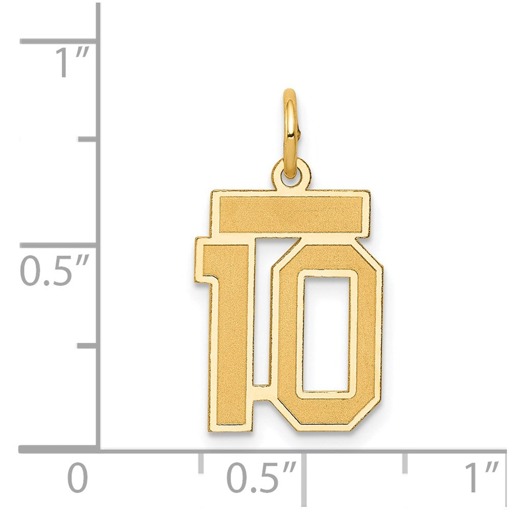 14k Small Satin Number 10 Charm