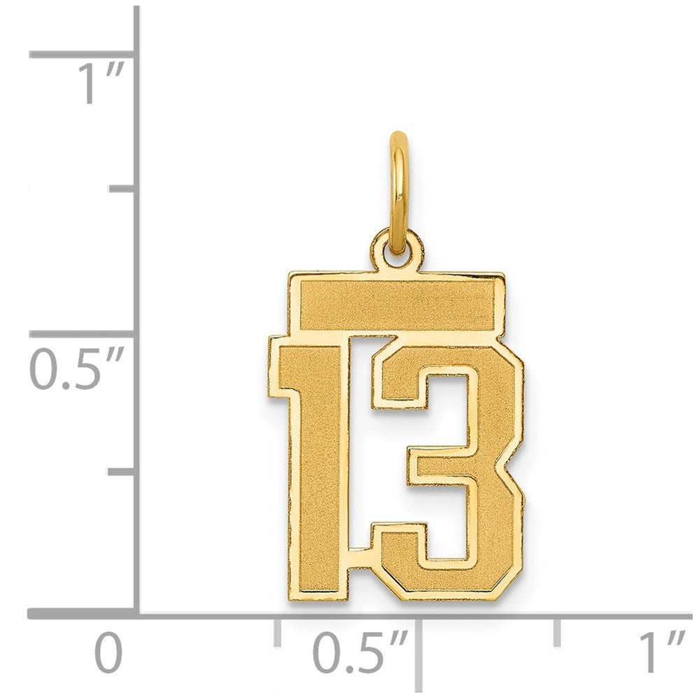 14k Small Satin Number 13 Charm